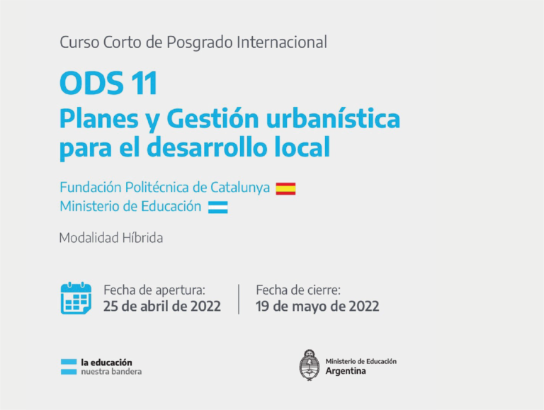 Curso de Posgrado Internacional en ODS 11 – Planes y gestión urbanística para el desarrollo local